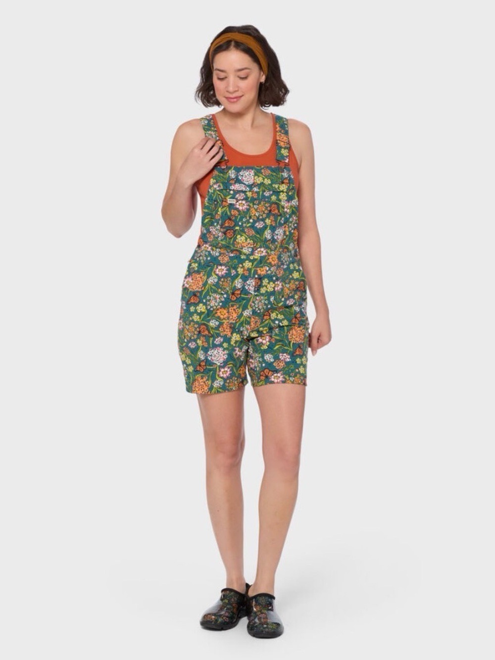 NWT Duluth Heirloom Gardening Bib Overall Shorts M Midnight Green Monarchs - Picture 4 of 13